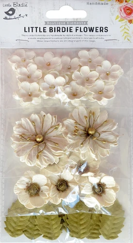 Kwiaty kwiatki papierowe Renae Paper Flowers Ivory Pearl 27 sztuk Little Birdie