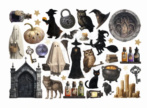 Ozdoby papierowe samoprzylepne Ephemera Halloween DFLCT83 Stamperia