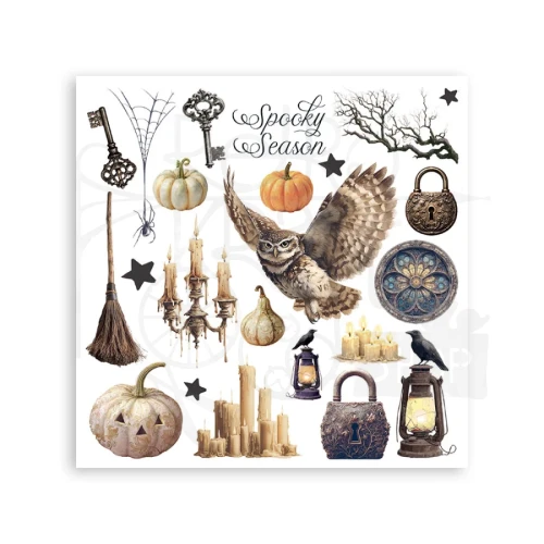 Rub-on transfer 15.5x15.15cm Halloween 6 arkuszy DFLRBX17 Stamperia