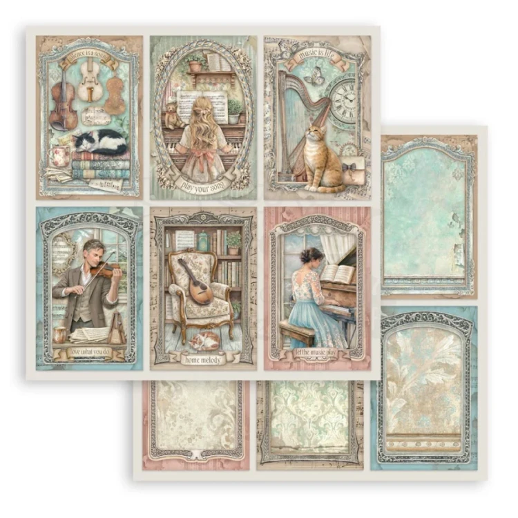 Zestaw papierów do scrapbookingu 20x20 Symphony 10 arkuszy SBBS144 Stamperia