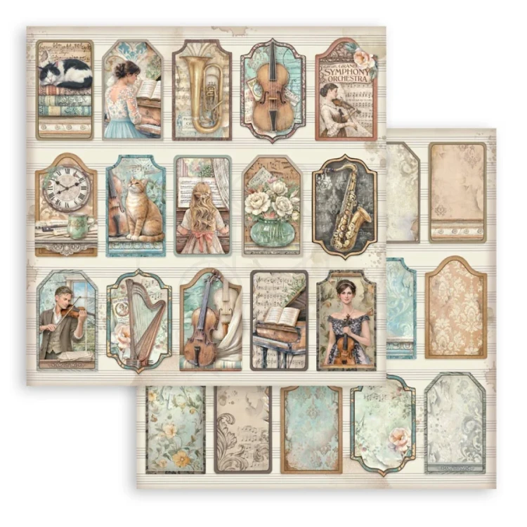 Zestaw papierów do scrapbookingu 20x20 Symphony 10 arkuszy SBBS144 Stamperia