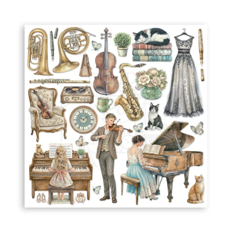 Zestaw papierów do scrapbookingu 20x20 Symphony 10 arkuszy SBBS144 Stamperia