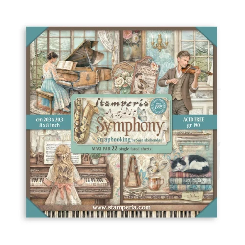 Zestaw papierów jednostronnych do scrapbookingu 20x20 Symphony 22 arkusze SBBSXB26 Stamperia