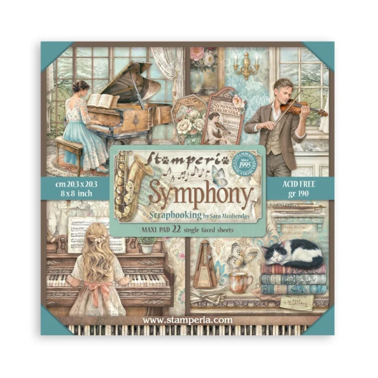 Zestaw papierów jednostronnych do scrapbookingu 20x20 Symphony 22 arkusze SBBSXB26 Stamperia