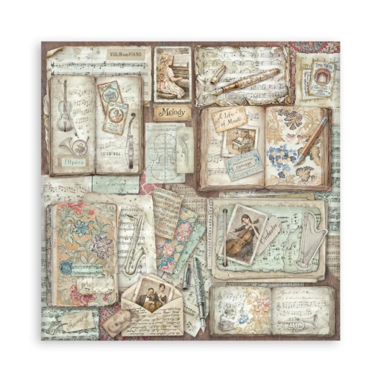 Zestaw papierów jednostronnych do scrapbookingu 20x20 Symphony 22 arkusze SBBSXB26 Stamperia