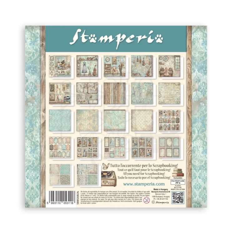 Zestaw papierów jednostronnych do scrapbookingu 20x20 Symphony 22 arkusze SBBSXB26 Stamperia