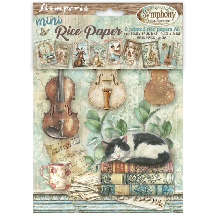 Papier ryżowy A6 Symphony 8 arkuszy DFSA6X07 Stamperia