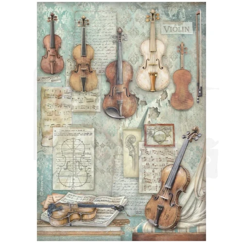 Papier ryżowy do decoupage A4 Symphony Skrzypce DFSA41124 Stamperia