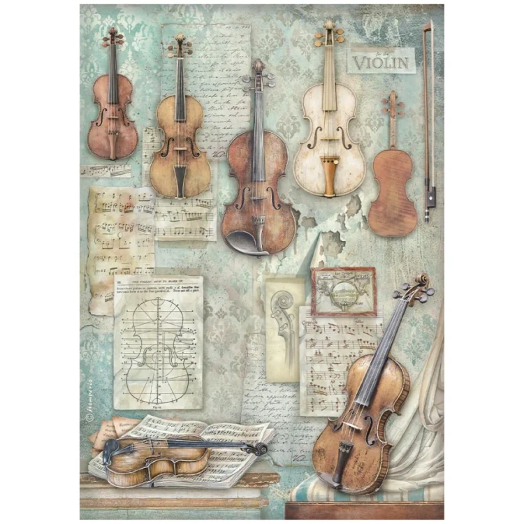 Papier ryżowy do decoupage A4 Symphony Skrzypce DFSA41124 Stamperia