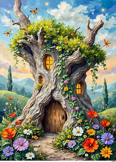 Papier ryżowy do decoupage A5 Magiczne drzewo - dom elfów 22487