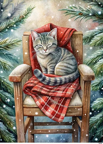 Papier ryżowy do decoupage A5 Kot na krześle 22416