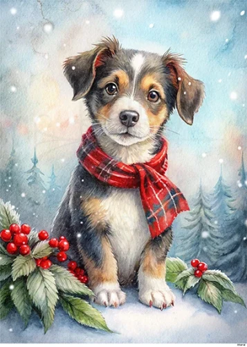Papier ryżowy do decoupage A5 Zimowy pies 22414