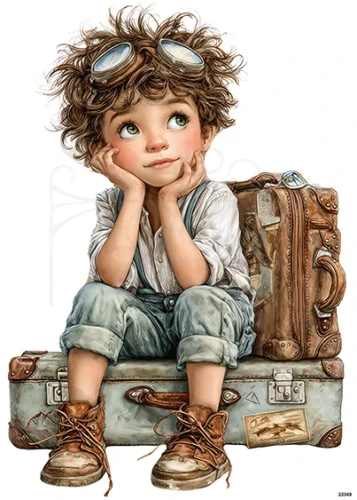 Papier ryżowy do decoupage A5 Chłopiec i walizki 22369