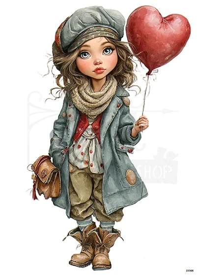 Papier ryżowy do decoupage A5 Dziewczynka i balon 22306