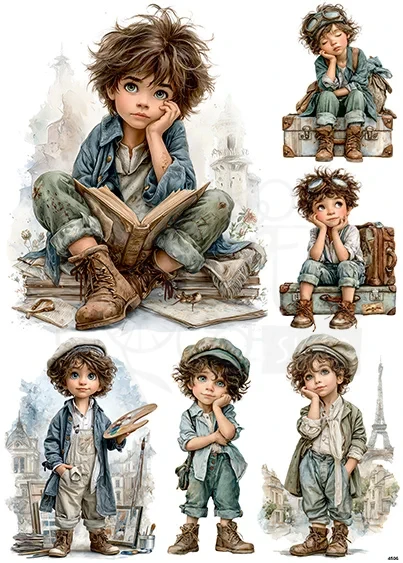 Papier ryżowy do decoupage A4 Chłopcy 4506