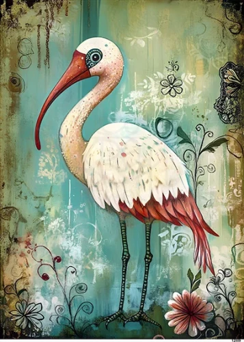 Papier ryżowy do decoupage A5 Ptak ibis 12010