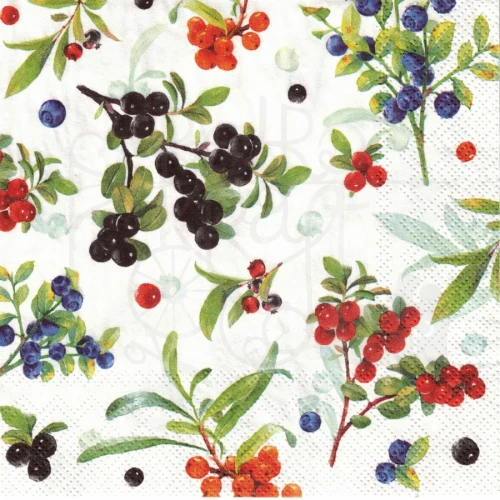 Serwetka 33x33 - Leśne jagody i borówki