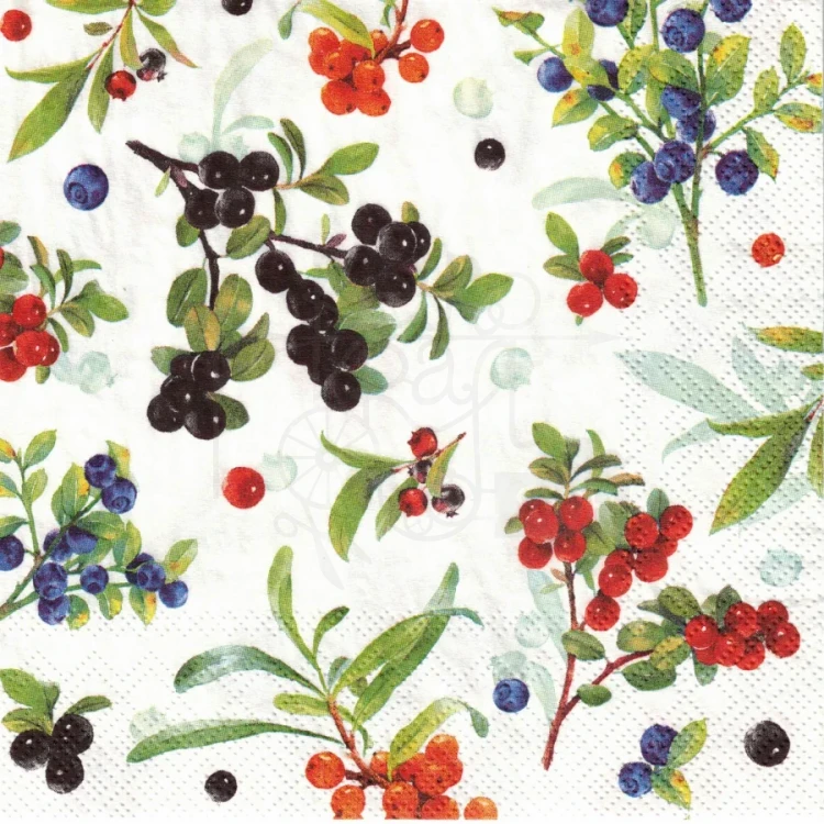 Serwetka 33x33 - Leśne jagody i borówki