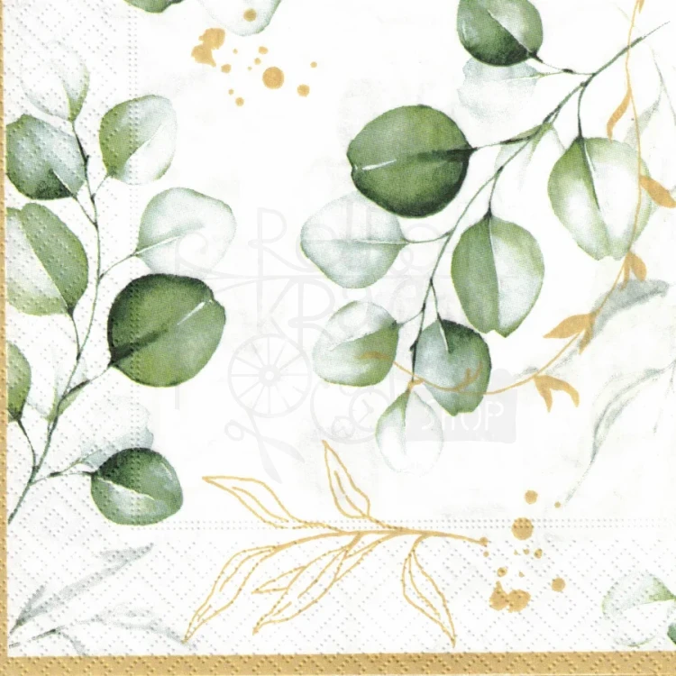 Serwetka 33x33 - Gałązki eukaliptusa