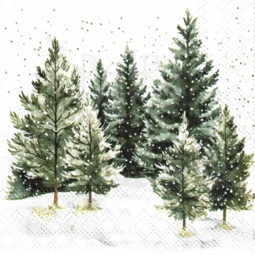 Serwetka 25x25 - Las w śniegu