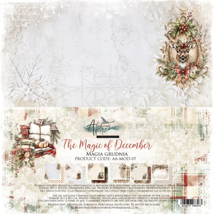 Zestaw papierów do scrapbookingu 30x30 The Magic of December - AA-MOD-07 Alchemy of Art
