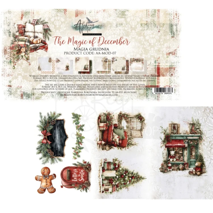Zestaw papierów do scrapbookingu 30x30 The Magic of December - AA-MOD-07 Alchemy of Art