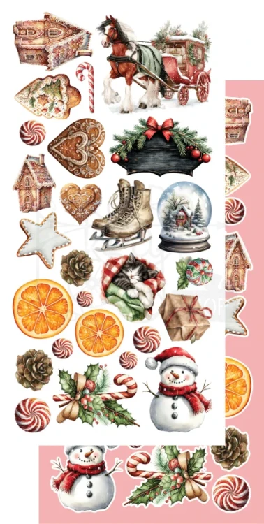 Zestaw papierów 15x30 dodatki do samodzielnego wycięcia The Magic of December - AA-MOD-10 Alchemy of Art