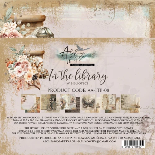 Zestaw papierów do scrapbookingu 20x20 In the library - AA-ITB-08 Alchemy of Art
