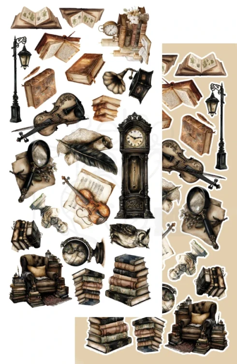 Zestaw papierów 15x30 dodatki do samodzielnego wycięcia In the library - AA-ITB-10 Alchemy of Art