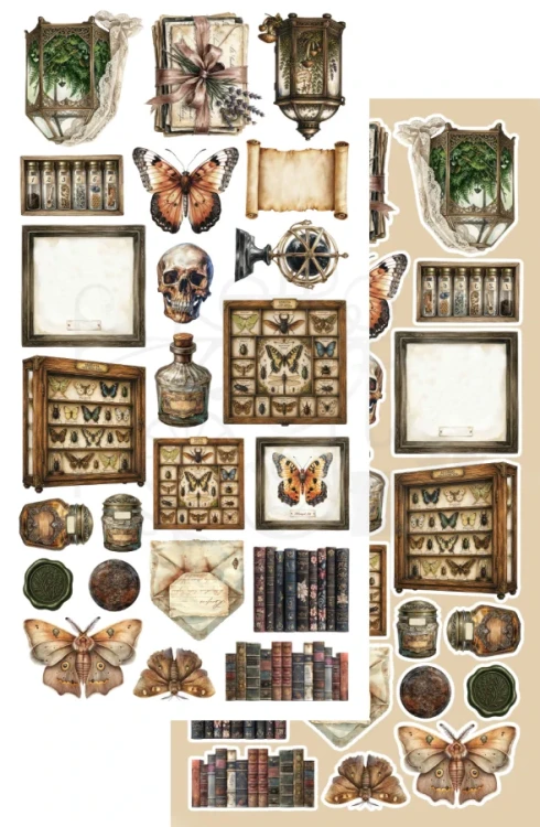 Zestaw papierów 15x30 dodatki do samodzielnego wycięcia In the library - AA-ITB-10 Alchemy of Art