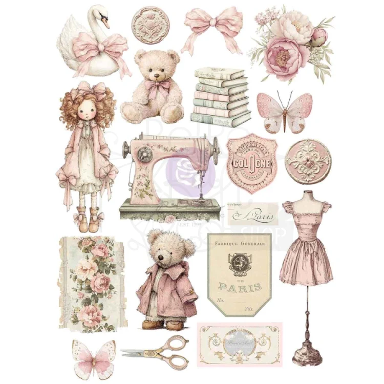 Rub-on transfer A4 Buttons &amp; Keepsakes 982454 Prima