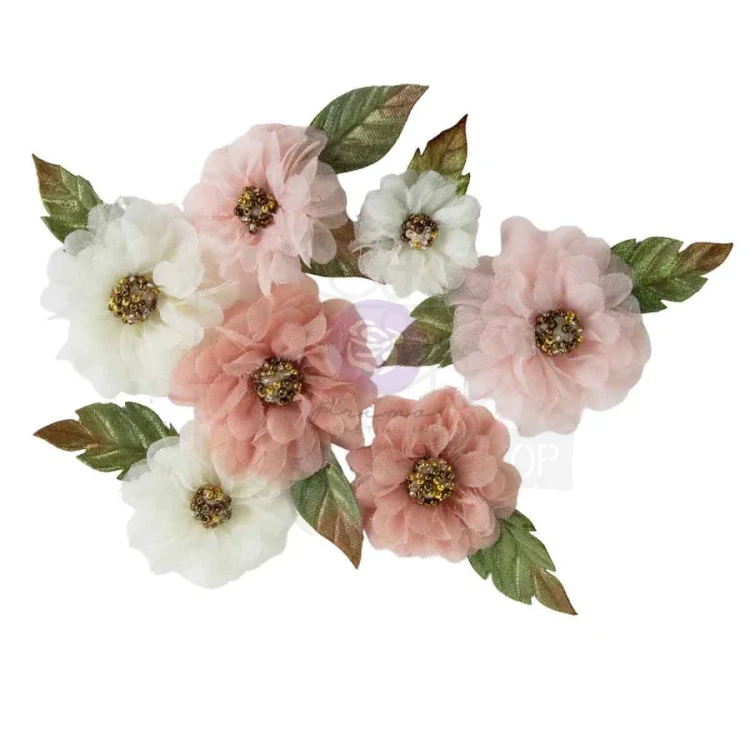 Kwiaty kwiatki papierowe Buttons &amp; Keepsakes 14 sztuk 684761 Prima