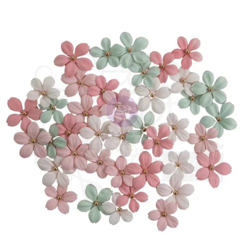 Kwiaty kwiatki papierowe Buttons &amp; Keepsakes 40 sztuk 684716 Prima