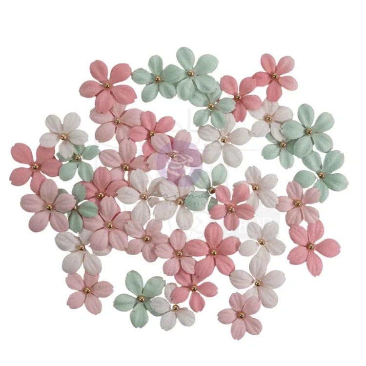 Kwiaty kwiatki papierowe Buttons &amp; Keepsakes 40 sztuk 684716 Prima