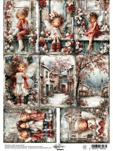 Papier ryżowy do decoupage A4 The Magic of December - Aniołki AA-MOD-RP-05 Alchemy of Art