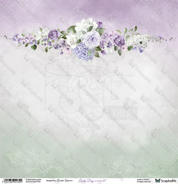 Papier do scrapbookingu 30x30 Lovely Day IN VIOLET 07/08 ScrapAndMe