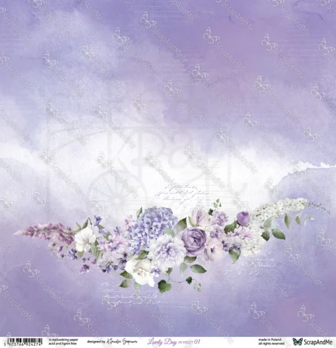 Papier do scrapbookingu 30x30 Lovely Day IN VIOLET 01/02 ScrapAndMe