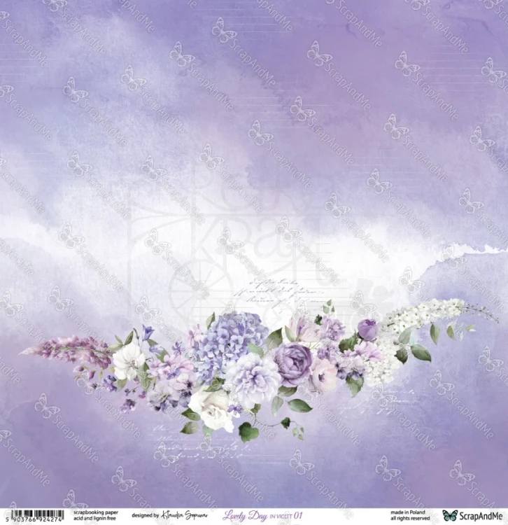 Papier do scrapbookingu 30x30 Lovely Day IN VIOLET 01/02 ScrapAndMe