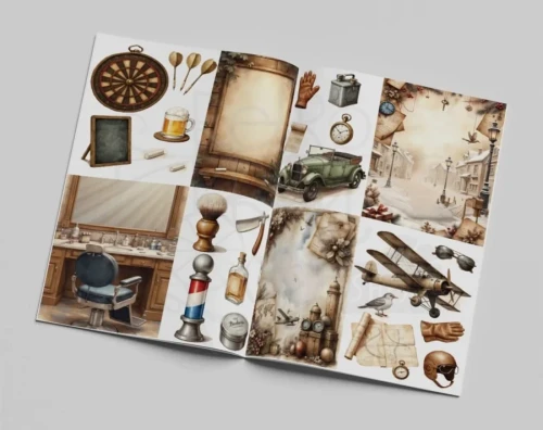Zestaw A4 Creative CutOuts Art Journaling &amp; Card Making Book Vintage Gentlemen 10 stron CCOBOEK-008 Creatief Art