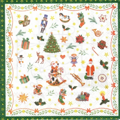 Serwetka 33x33 - Boże Narodzenie - mix elementów