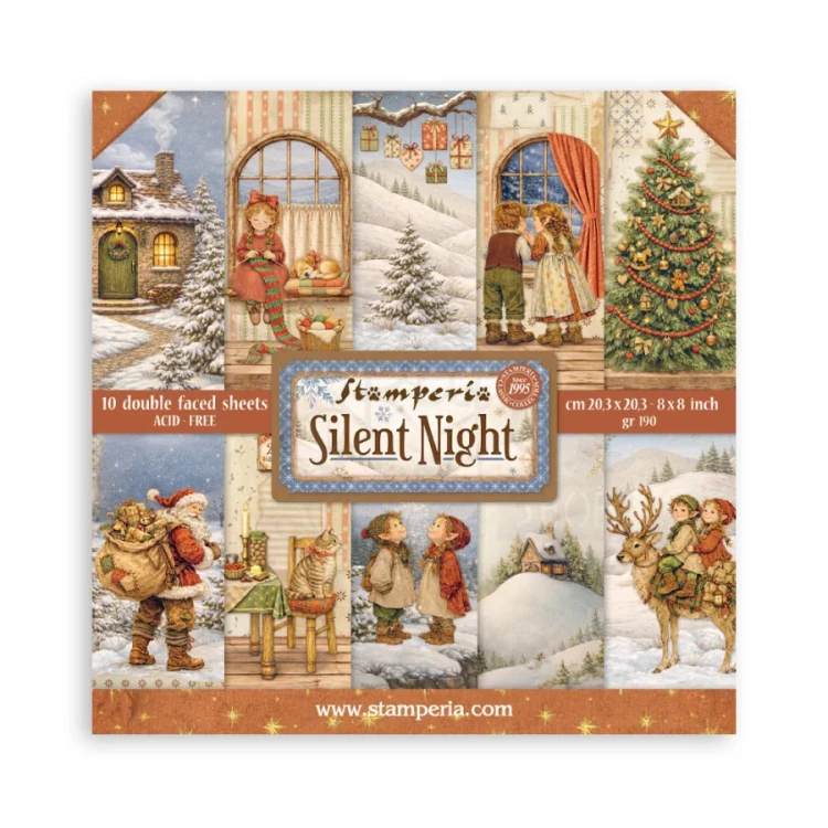 Zestaw papierów do scrapbookingu 20x20 Silent Night 10 arkuszy SBBS148 Stamperia