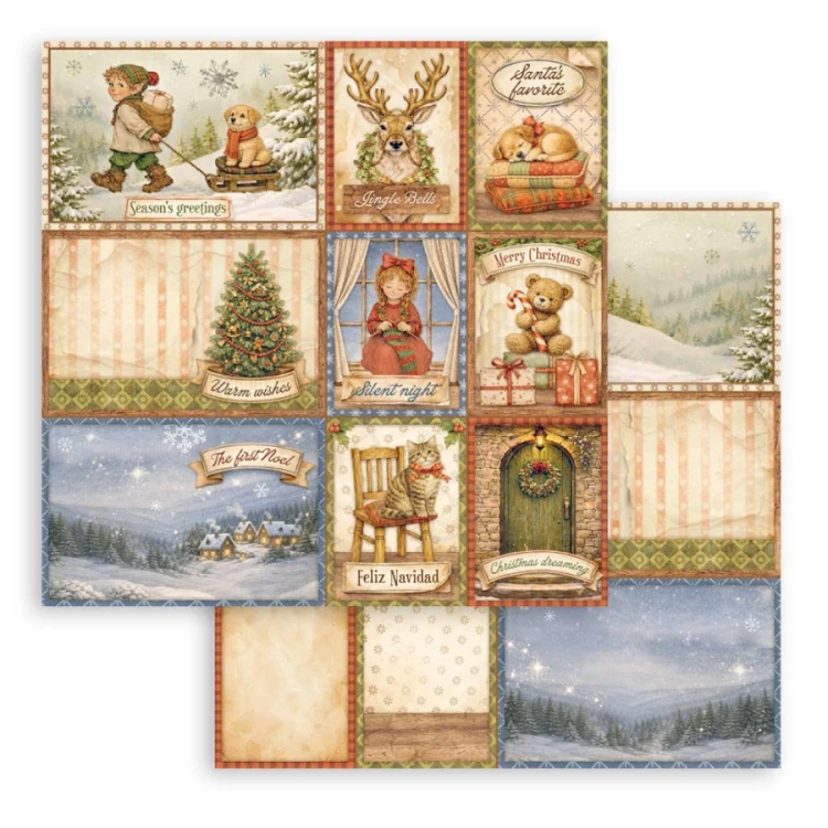 Zestaw papierów do scrapbookingu 20x20 Silent Night 10 arkuszy SBBS148 Stamperia