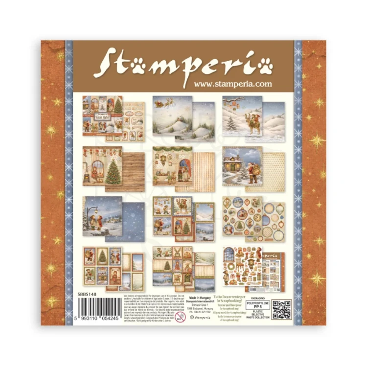 Zestaw papierów do scrapbookingu 20x20 Silent Night 10 arkuszy SBBS148 Stamperia