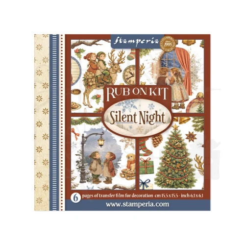 Rub-on transfer 15.5x15.15cm Silent Night 6 arkuszy DFLRBX20 Stamperia