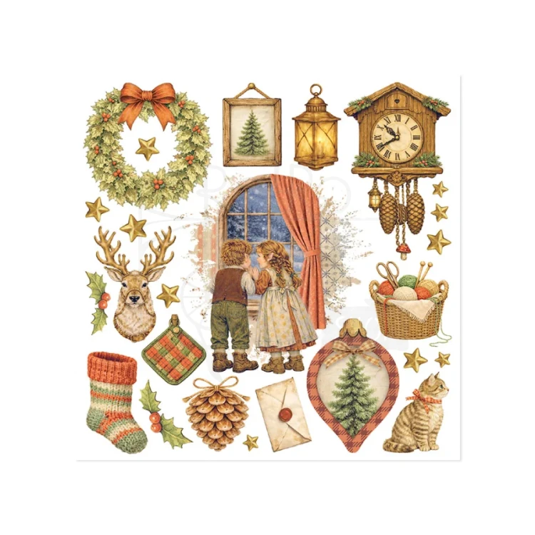Rub-on transfer 15.5x15.15cm Silent Night 6 arkuszy DFLRBX20 Stamperia