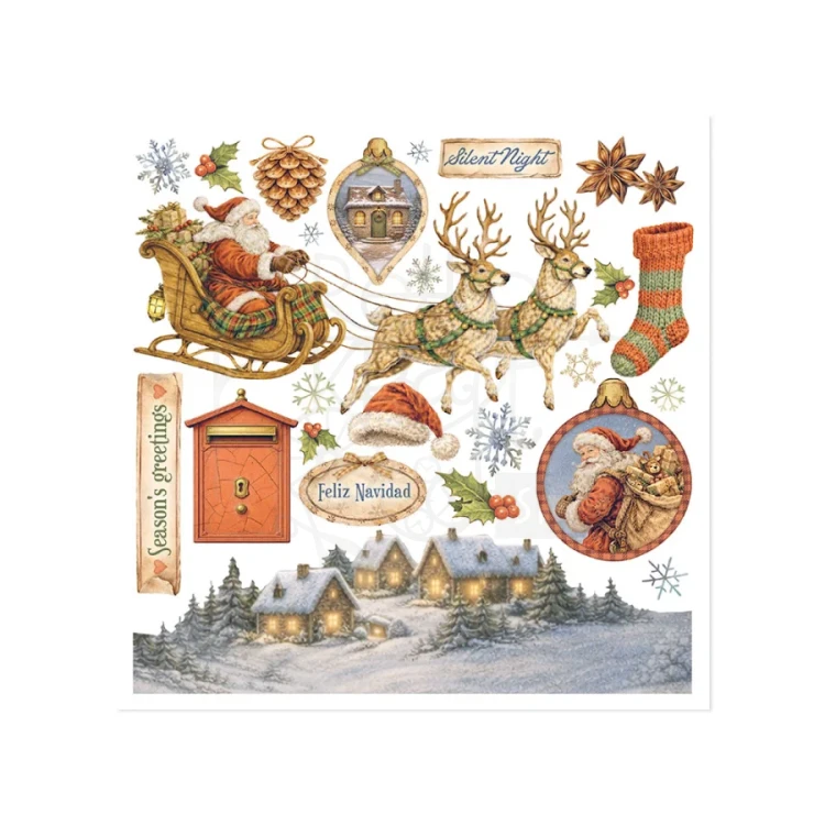 Rub-on transfer 15.5x15.15cm Silent Night 6 arkuszy DFLRBX20 Stamperia