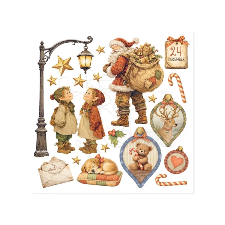 Rub-on transfer 15.5x15.15cm Silent Night 6 arkuszy DFLRBX20 Stamperia
