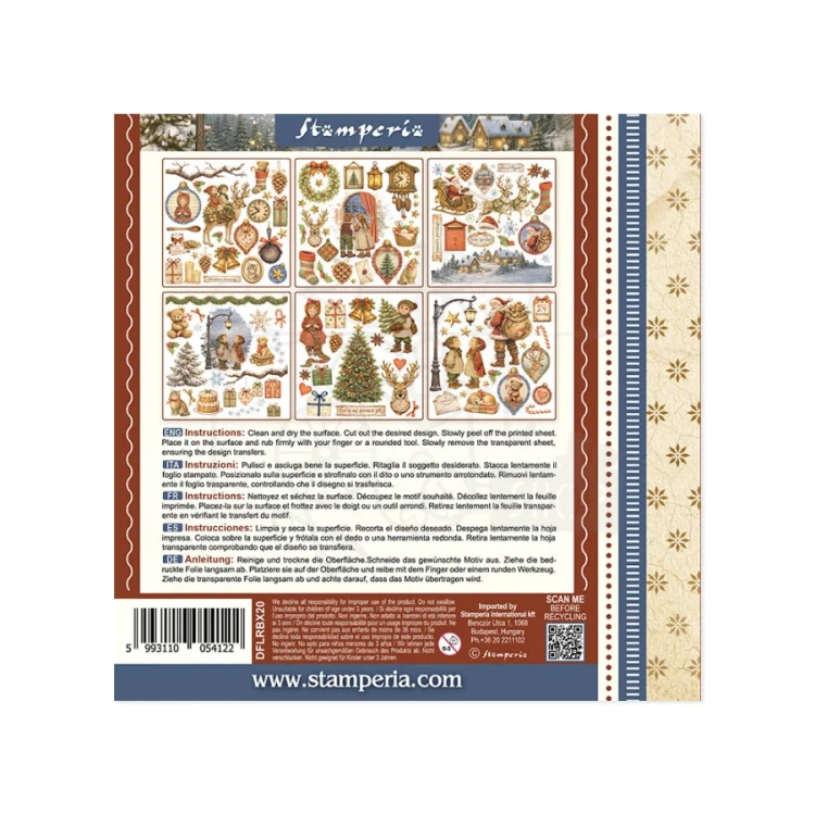 Rub-on transfer 15.5x15.15cm Silent Night 6 arkuszy DFLRBX20 Stamperia