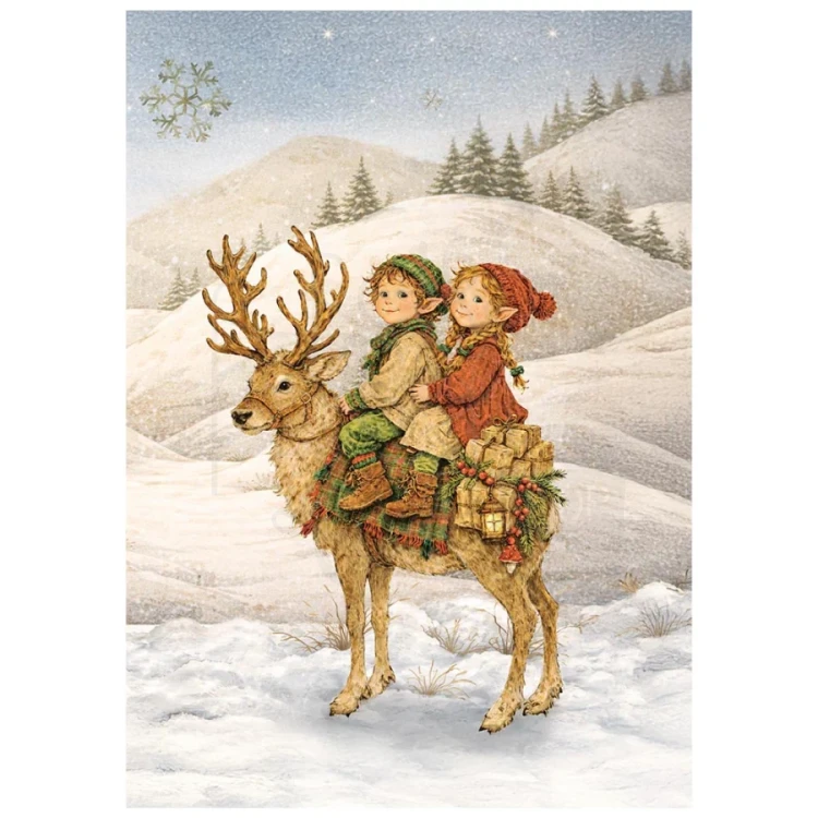 Papier ryżowy A6 Silent Night 8 arkuszy DFSA6X09 Stamperia