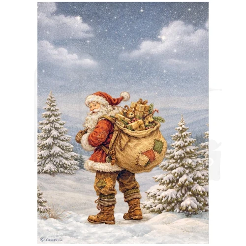 Papier ryżowy do decoupage A4 Silent Night Mikołaj DFSA41141 Stamperia